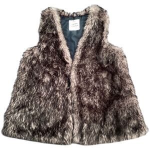 ZARA Kids Faux Fur Vest Black Gray Size 11/12 Fits Women’s Small Soft Plush Boho